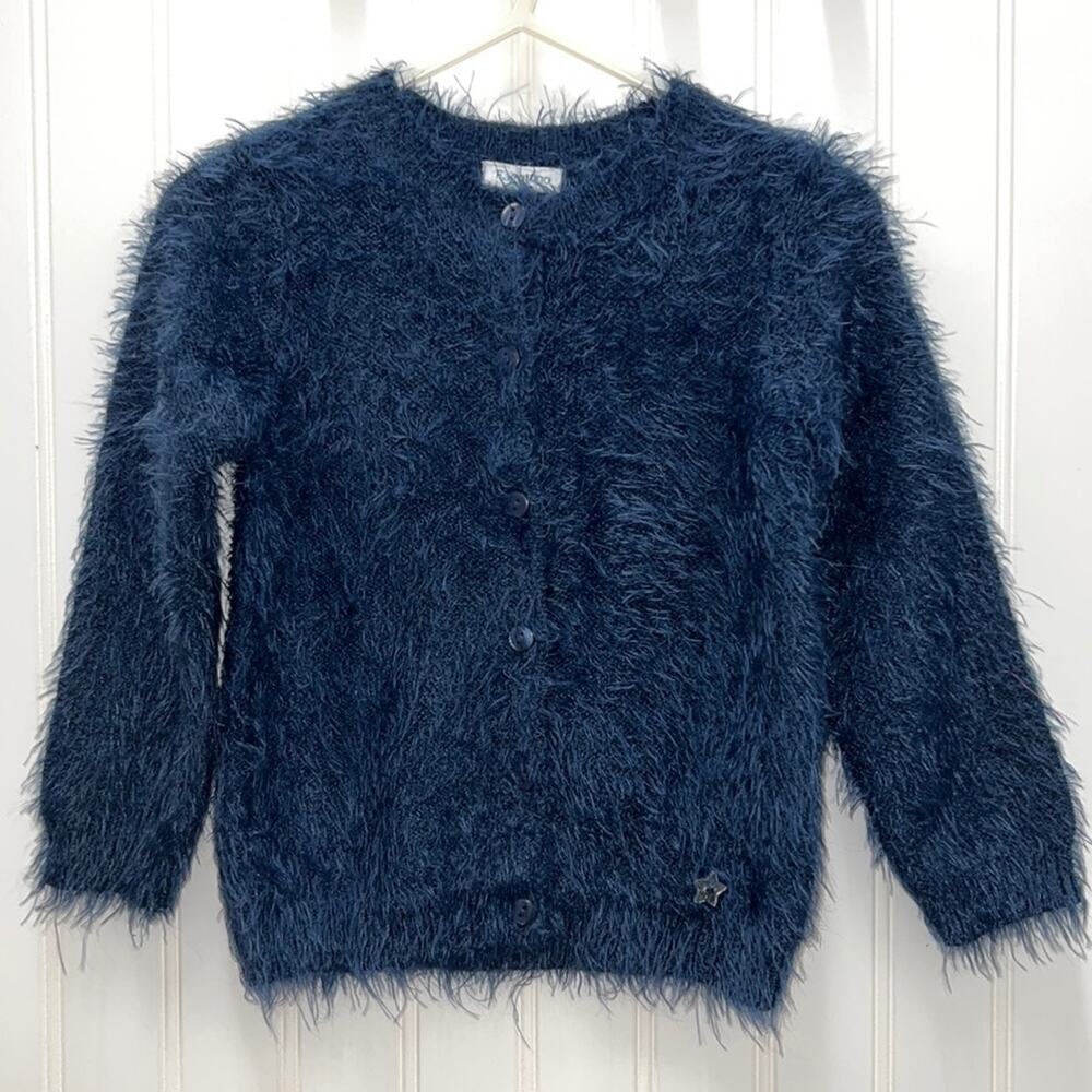 Fagottino 12/18M navy furry button up sweater